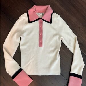 Alice and Olivia NWT long sleeve button up collar top XS